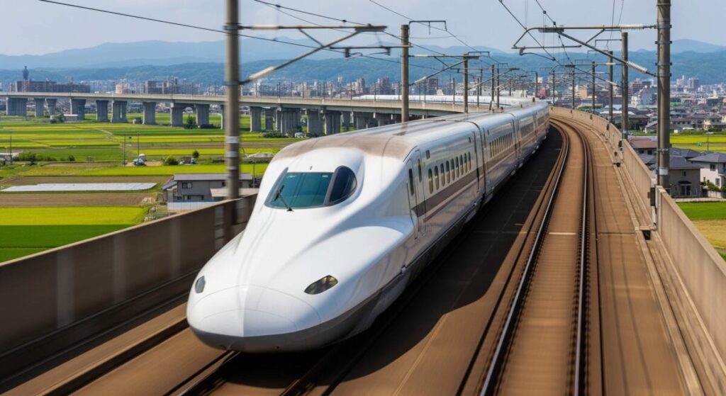 車体傾斜装置をしようしている新幹線の画像