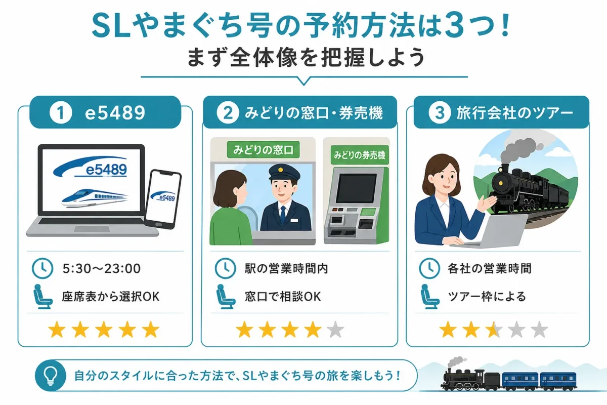 SLやまぐち号の予約方法は3つ！