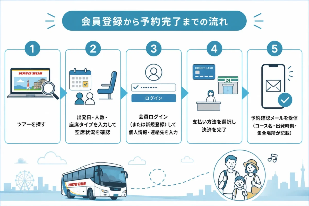 会員登録から予約完了までの流れ
