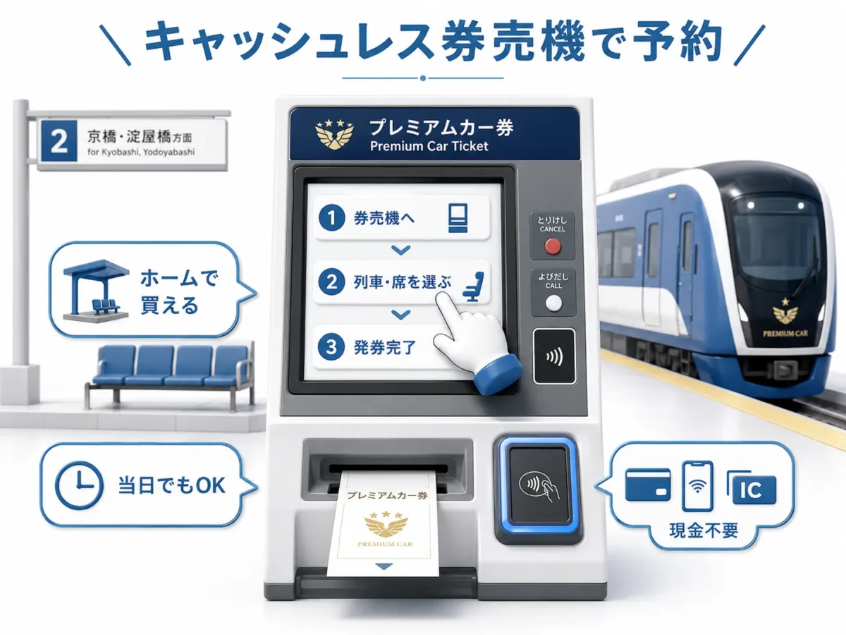 キャッシュレス券売機での予約方法