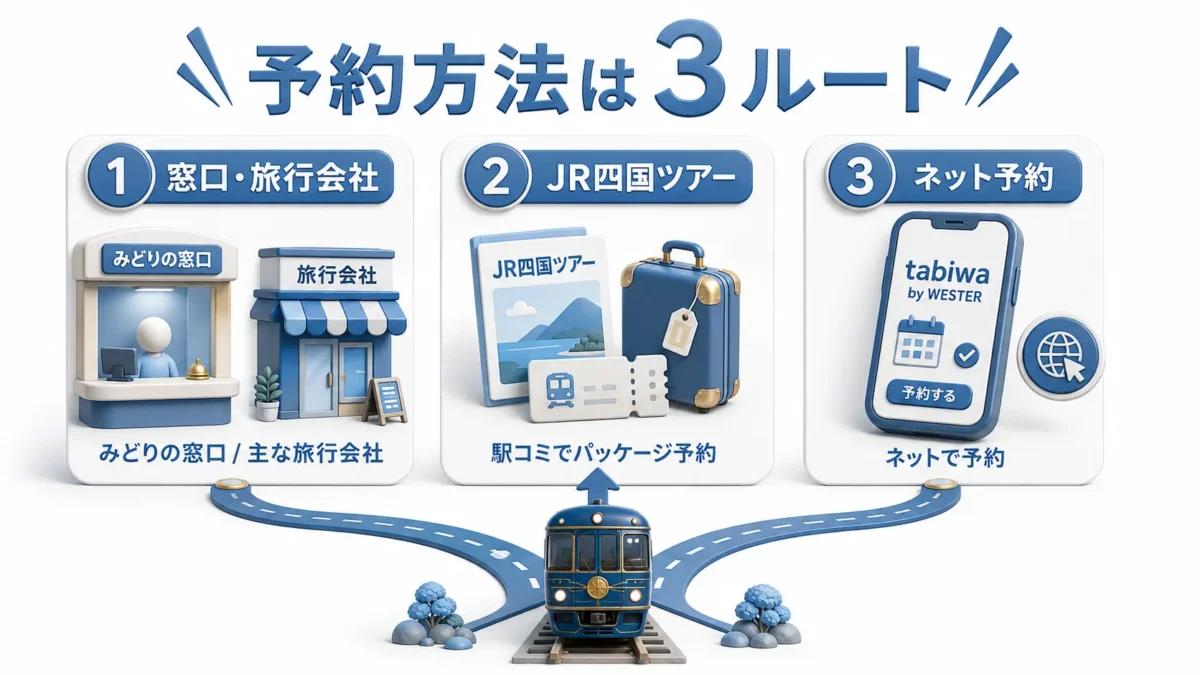 四国まんなか千年ものがたりの予約方法は3ルート