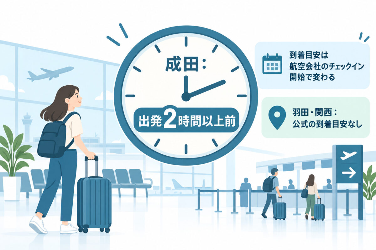 結論：国際線は何時間前？成田空港の公式目安は「出発の2時間以上前」