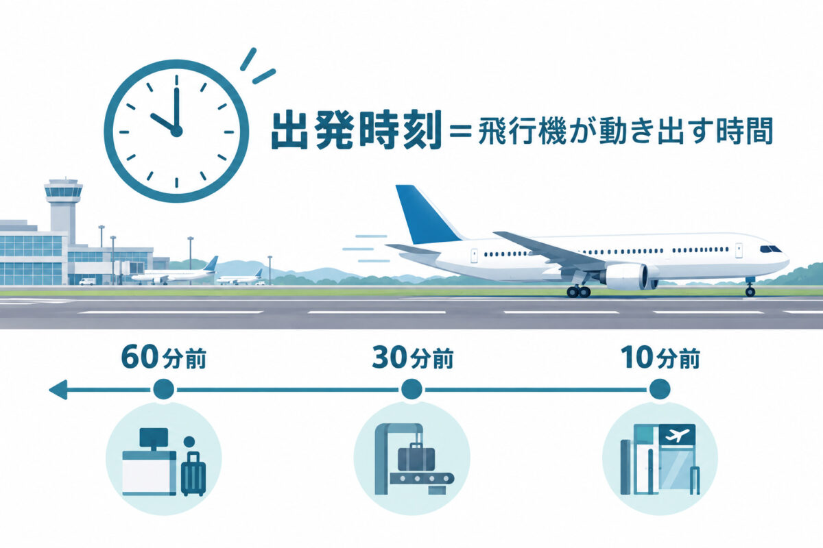 「出発時刻」は飛行機が動き出す時間