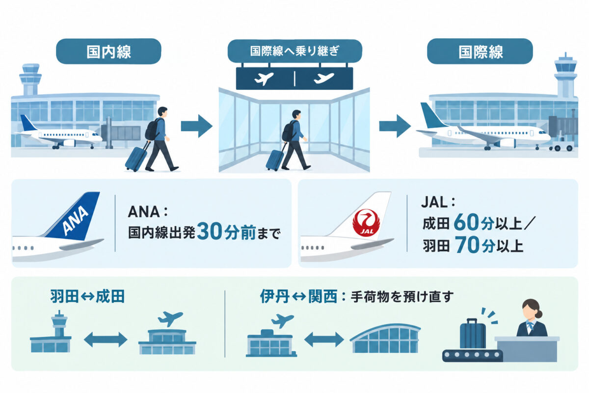 国内線から国際線に乗り継ぐ場合