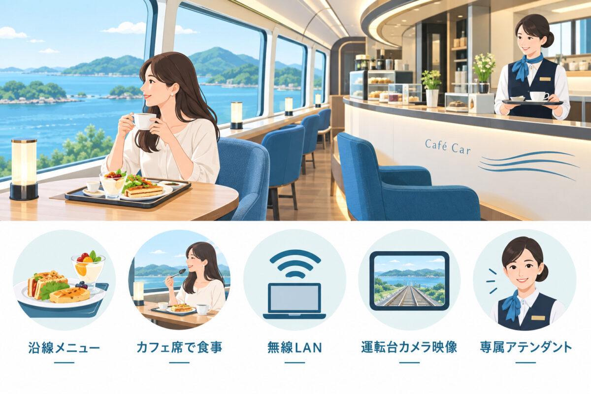 しまかぜのカフェ車両と車内サービス