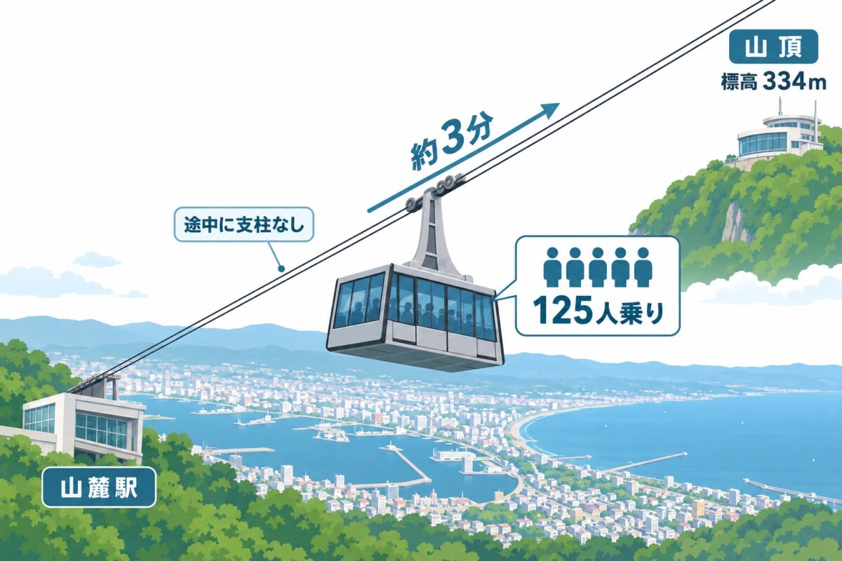 函館山ロープウェイのゴンドラ