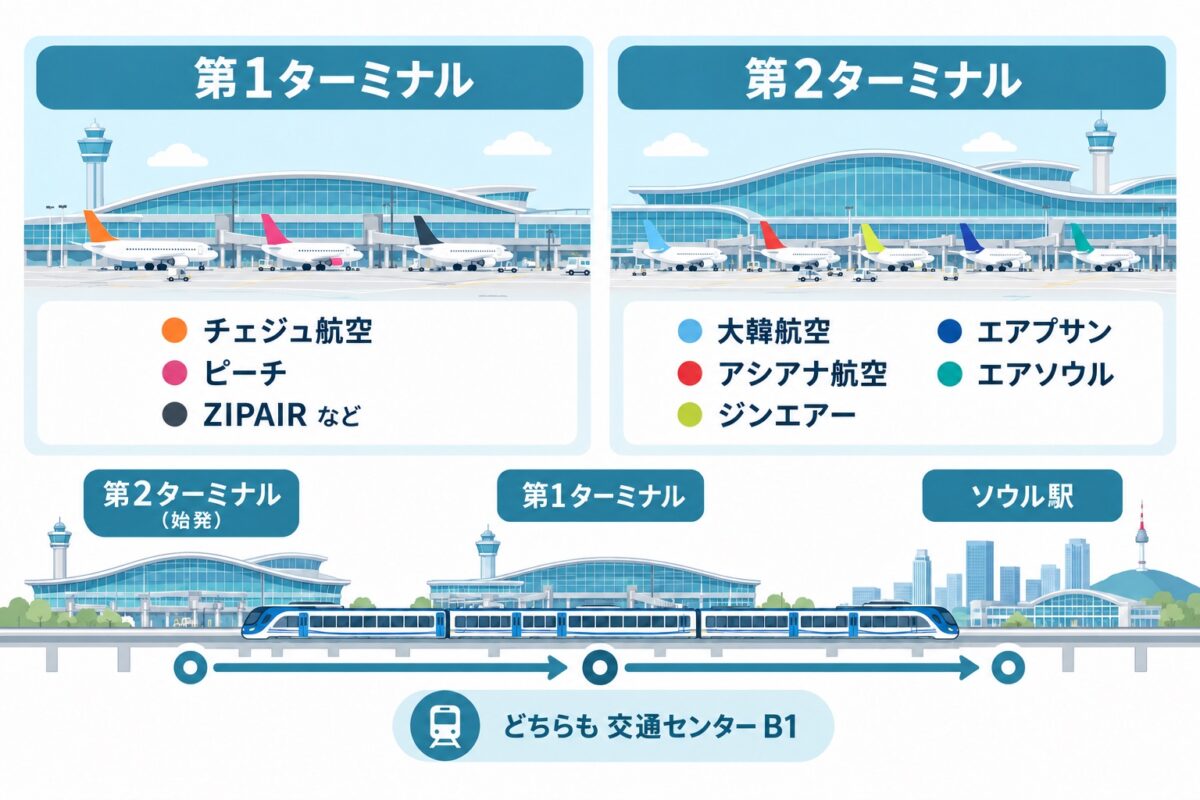 日本から仁川空港に着く航空会社の到着ターミナル