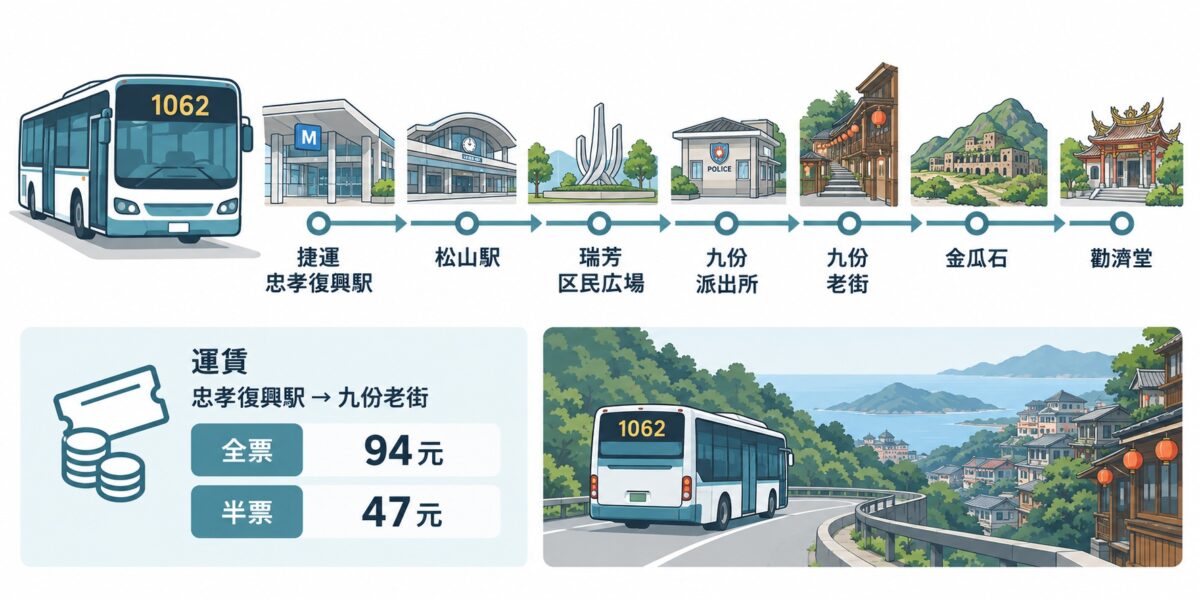 公路客運1062で行くの図解