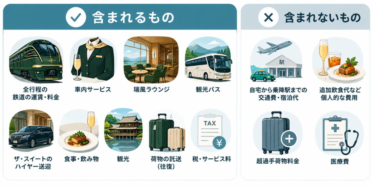 旅行代金に含まれるもの・含まれないものの図解
