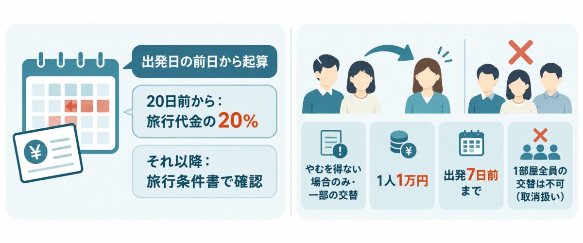 取消料と参加者の交替の図解