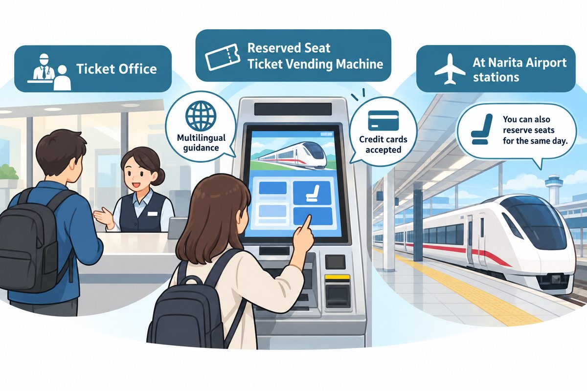 Buying Narita Express tickets at a station