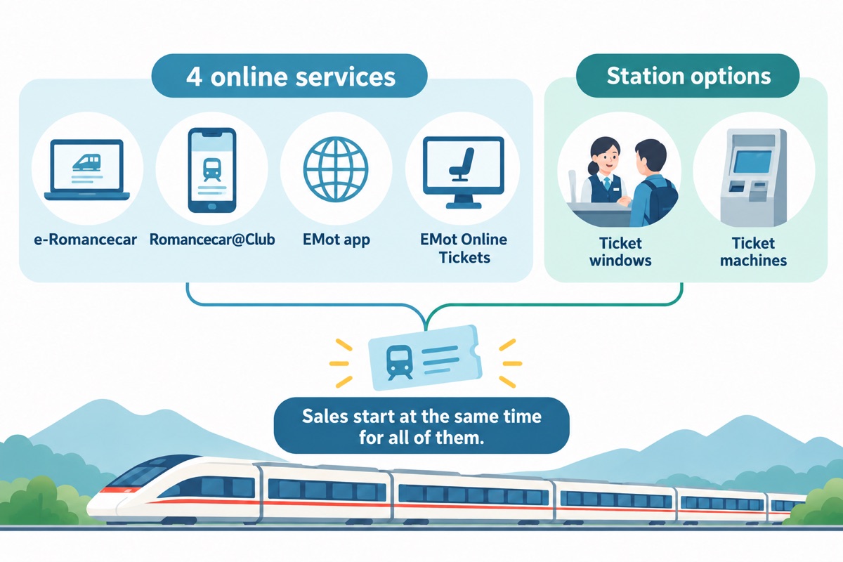The four online services, ticket offices and ticket machines