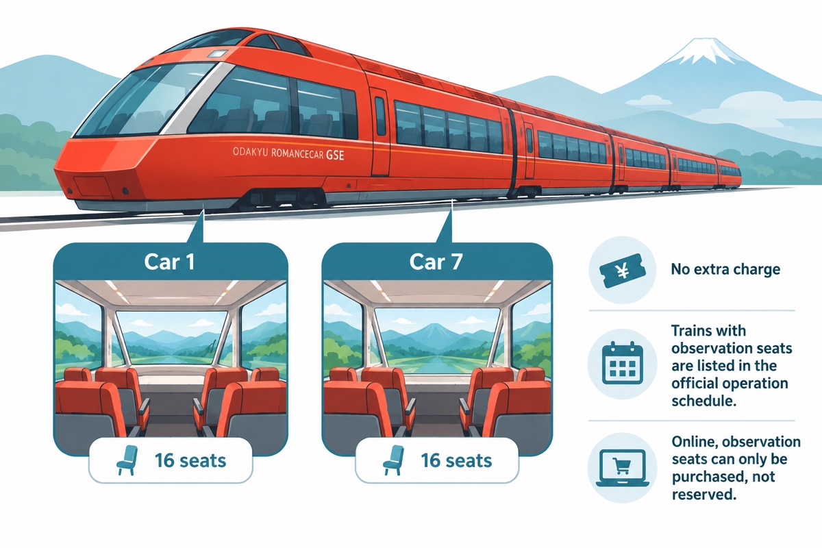 Observation seats are in Car 1 and Car 7 of the GSE