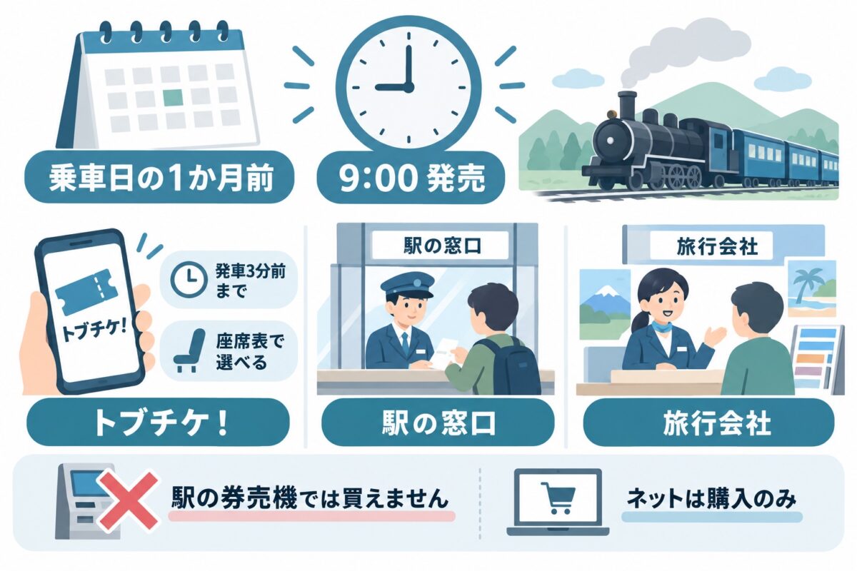 SL大樹の座席指定券は乗車日の1か月前の9時から
